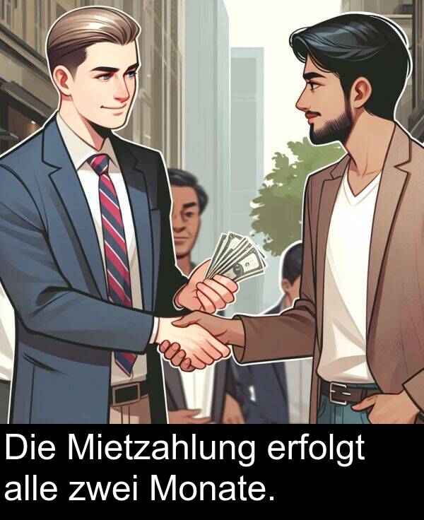 zwei: Die Mietzahlung erfolgt alle zwei Monate.