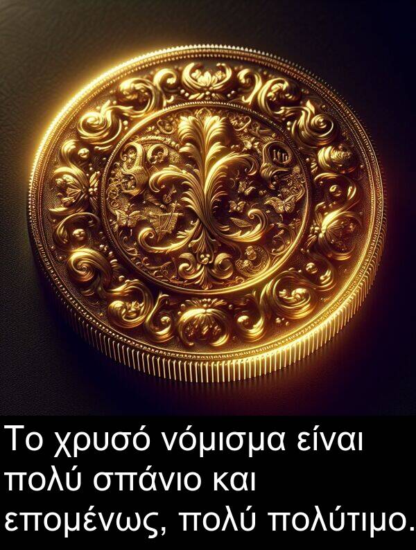 επομένως: Το χρυσό νόμισμα είναι πολύ σπάνιο και επομένως, πολύ πολύτιμο.