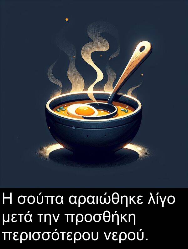 νερού: Η σούπα αραιώθηκε λίγο μετά την προσθήκη περισσότερου νερού.