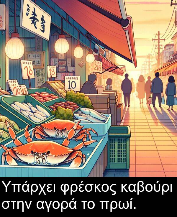 καβούρι: Υπάρχει φρέσκος καβούρι στην αγορά το πρωί.