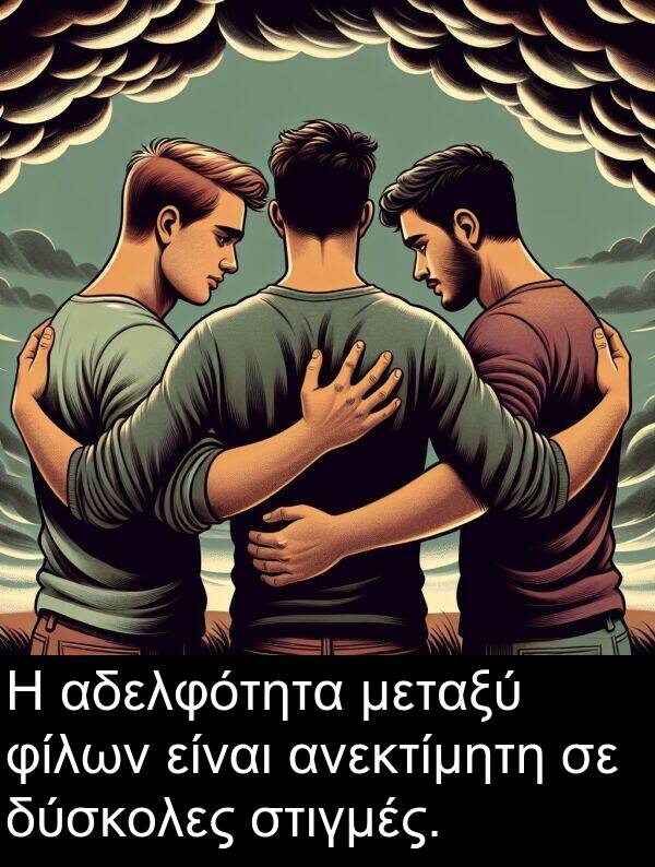φίλων: Η αδελφότητα μεταξύ φίλων είναι ανεκτίμητη σε δύσκολες στιγμές.