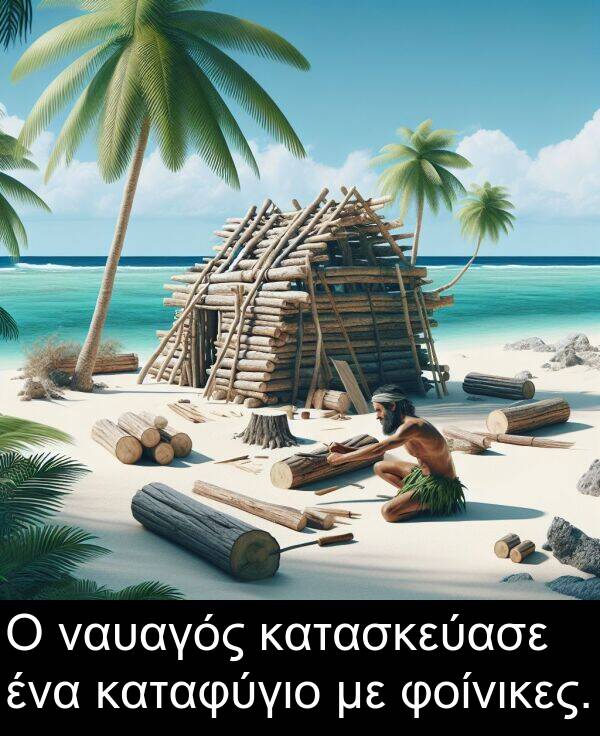 φοίνικες: Ο ναυαγός κατασκεύασε ένα καταφύγιο με φοίνικες.