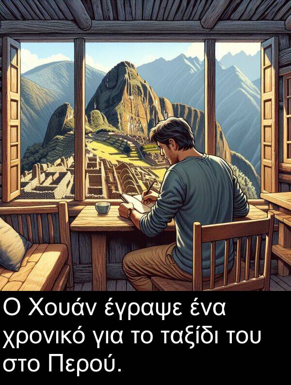 έγραψε: Ο Χουάν έγραψε ένα χρονικό για το ταξίδι του στο Περού.