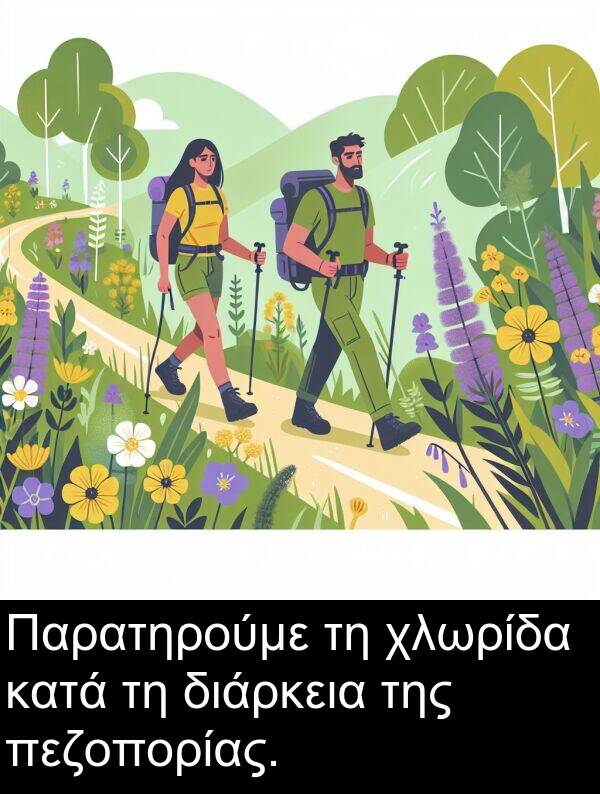 διάρκεια: Παρατηρούμε τη χλωρίδα κατά τη διάρκεια της πεζοπορίας.