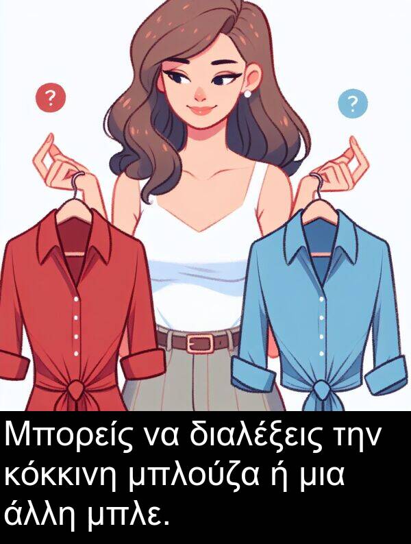 μπλε: Μπορείς να διαλέξεις την κόκκινη μπλούζα ή μια άλλη μπλε.
