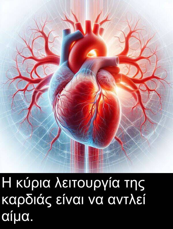 αίμα: Η κύρια λειτουργία της καρδιάς είναι να αντλεί αίμα.