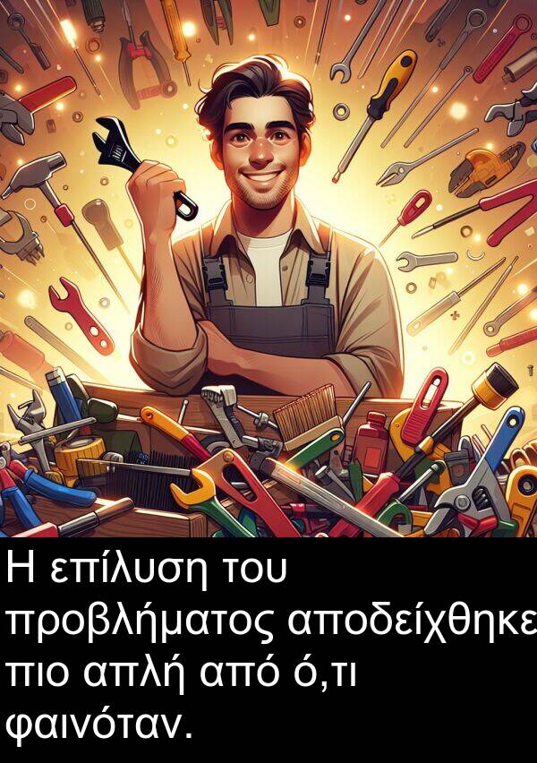 φαινόταν: Η επίλυση του προβλήματος αποδείχθηκε πιο απλή από ό,τι φαινόταν.