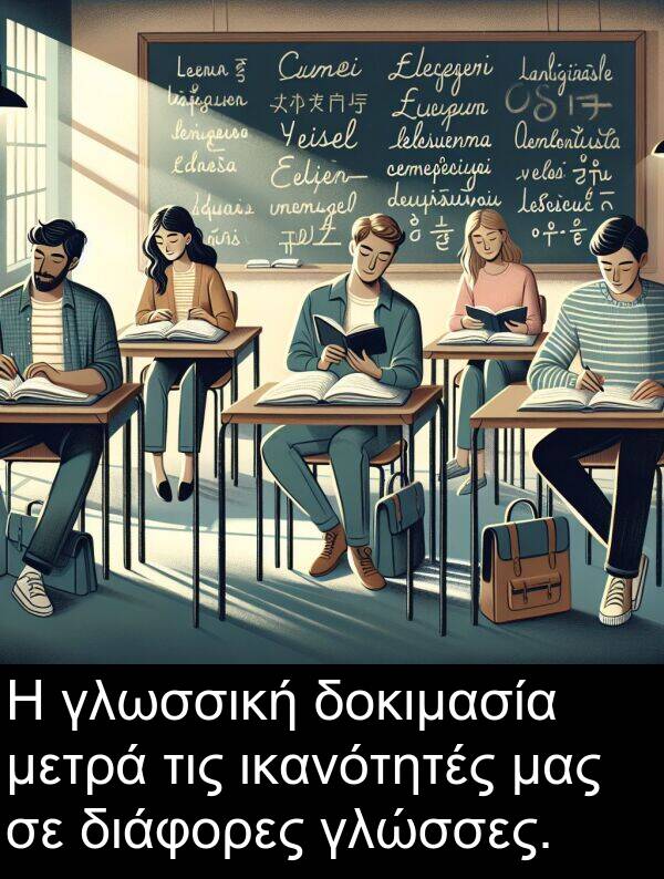 δοκιμασία: Η γλωσσική δοκιμασία μετρά τις ικανότητές μας σε διάφορες γλώσσες.