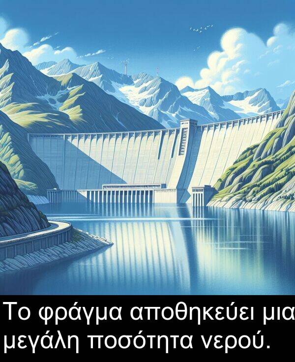 νερού: Το φράγμα αποθηκεύει μια μεγάλη ποσότητα νερού.