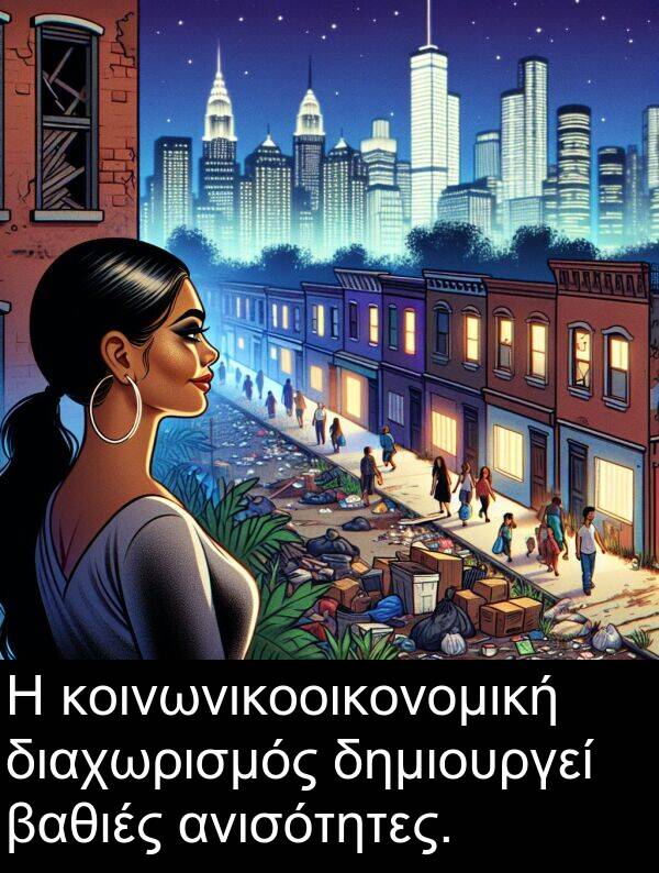 δημιουργεί: Η κοινωνικοοικονομική διαχωρισμός δημιουργεί βαθιές ανισότητες.