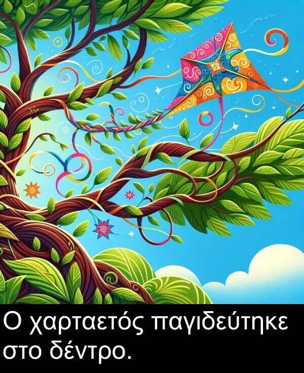 χαρταετός: Ο χαρταετός παγιδεύτηκε στο δέντρο.