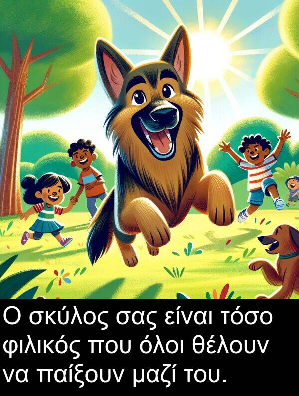 θέλουν: Ο σκύλος σας είναι τόσο φιλικός που όλοι θέλουν να παίξουν μαζί του.