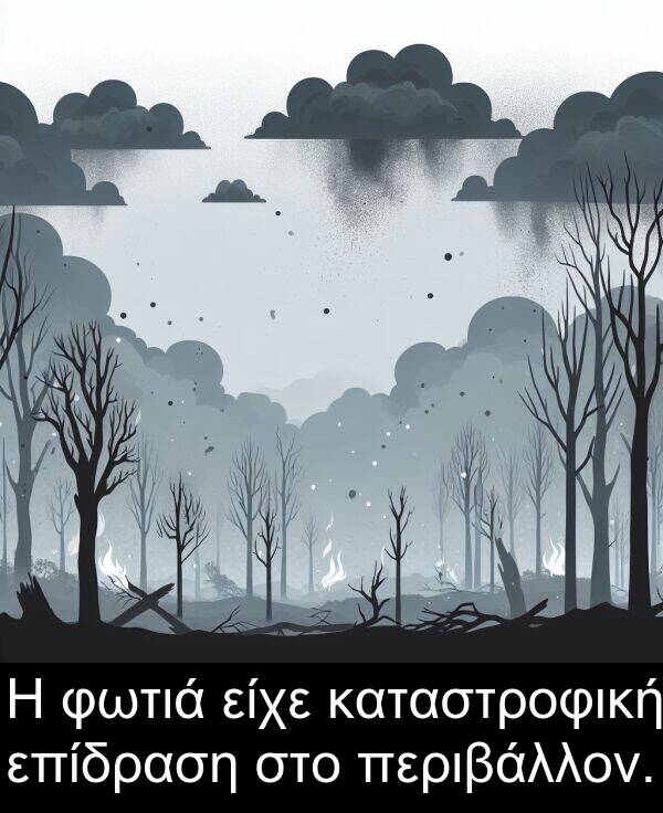 επίδραση: Η φωτιά είχε καταστροφική επίδραση στο περιβάλλον.
