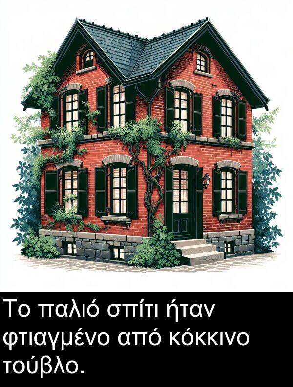 παλιό: Το παλιό σπίτι ήταν φτιαγμένο από κόκκινο τούβλο.