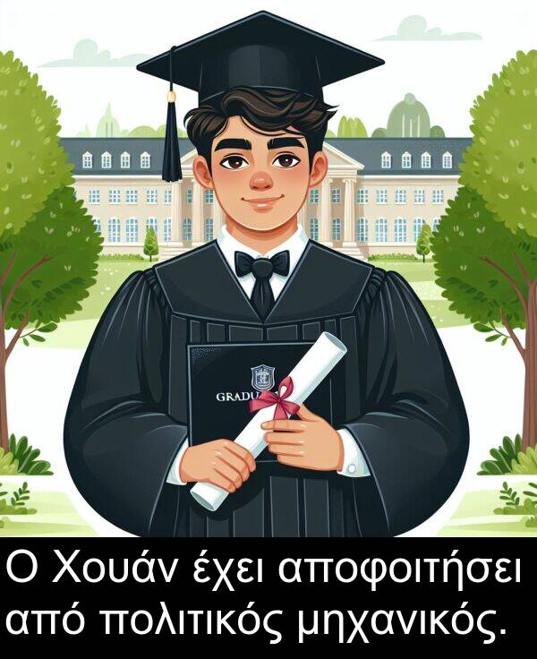 αποφοιτήσει: Ο Χουάν έχει αποφοιτήσει από πολιτικός μηχανικός.