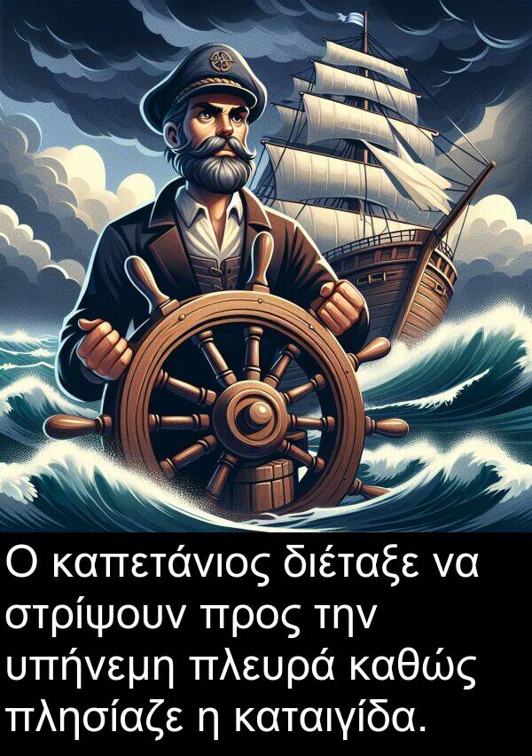 καθώς: Ο καπετάνιος διέταξε να στρίψουν προς την υπήνεμη πλευρά καθώς πλησίαζε η καταιγίδα.