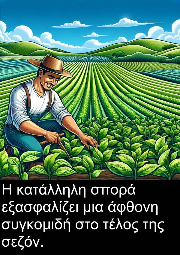 εξασφαλίζει: Η κατάλληλη σπορά εξασφαλίζει μια άφθονη συγκομιδή στο τέλος της σεζόν.