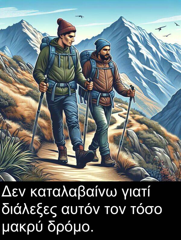 μακρύ: Δεν καταλαβαίνω γιατί διάλεξες αυτόν τον τόσο μακρύ δρόμο.