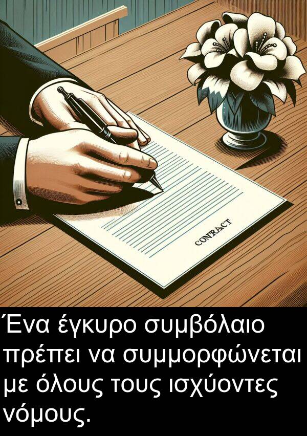 έγκυρο: Ένα έγκυρο συμβόλαιο πρέπει να συμμορφώνεται με όλους τους ισχύοντες νόμους.
