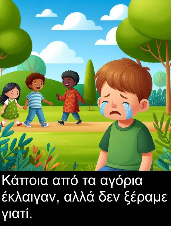 αγόρια: Κάποια από τα αγόρια έκλαιγαν, αλλά δεν ξέραμε γιατί.