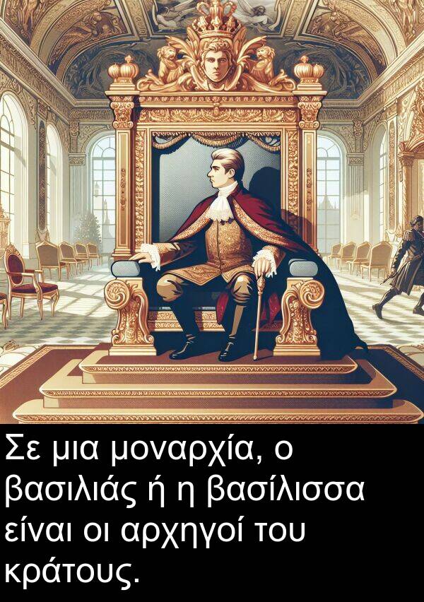 μοναρχία: Σε μια μοναρχία, ο βασιλιάς ή η βασίλισσα είναι οι αρχηγοί του κράτους.