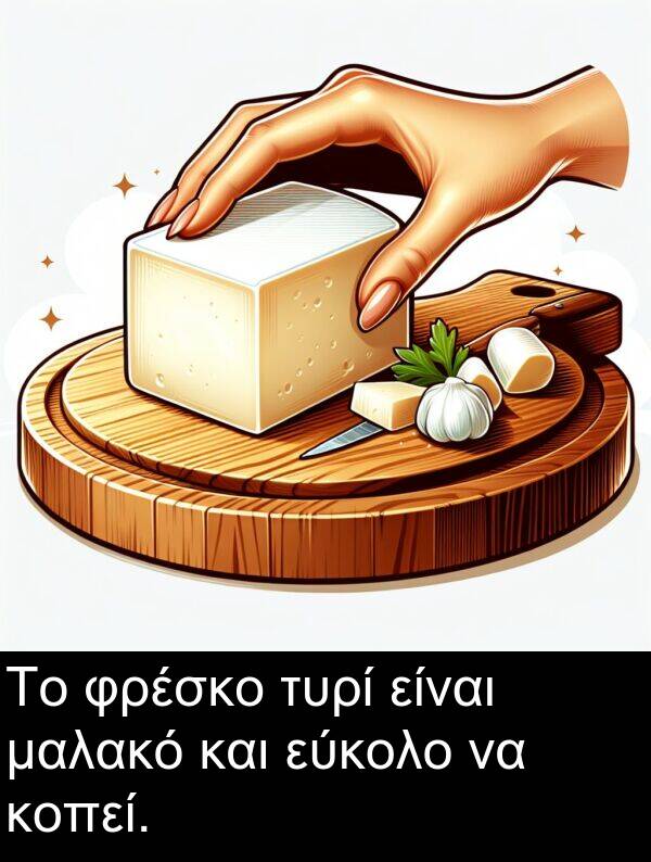 μαλακό: Το φρέσκο τυρί είναι μαλακό και εύκολο να κοπεί.