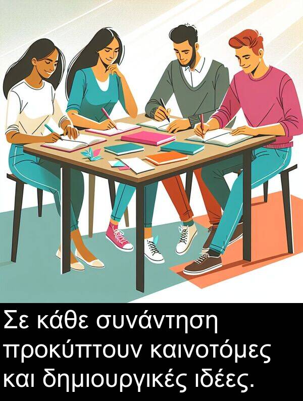 κάθε: Σε κάθε συνάντηση προκύπτουν καινοτόμες και δημιουργικές ιδέες.