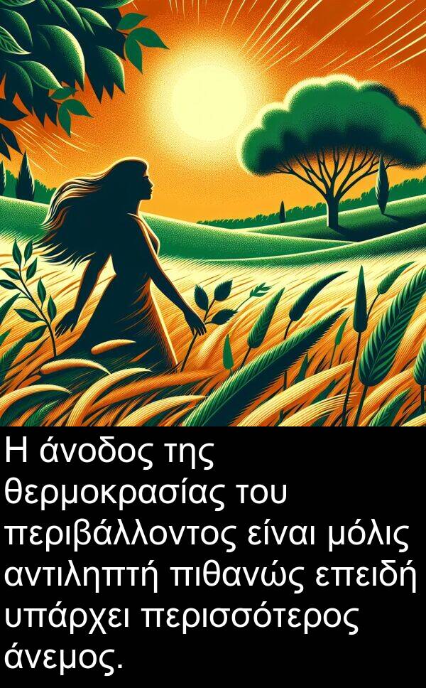 θερμοκρασίας: Η άνοδος της θερμοκρασίας του περιβάλλοντος είναι μόλις αντιληπτή πιθανώς επειδή υπάρχει περισσότερος άνεμος.