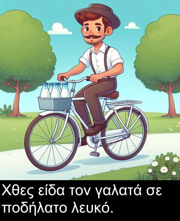 γαλατά: Χθες είδα τον γαλατά σε ποδήλατο λευκό.