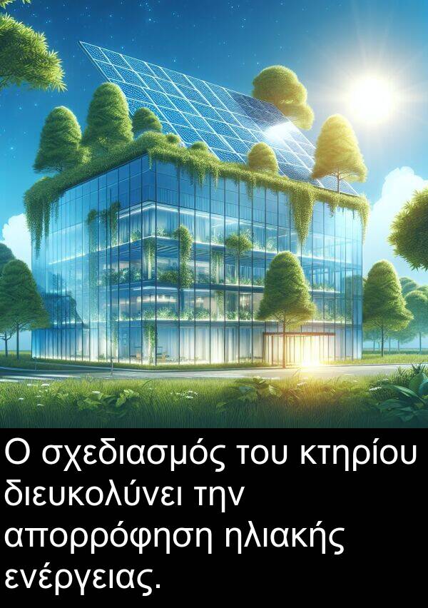 ενέργειας: Ο σχεδιασμός του κτηρίου διευκολύνει την απορρόφηση ηλιακής ενέργειας.