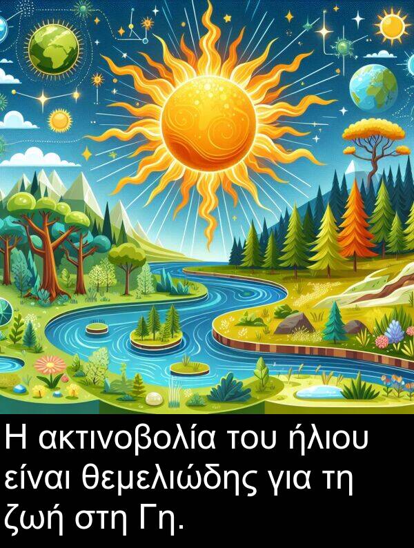 θεμελιώδης: Η ακτινοβολία του ήλιου είναι θεμελιώδης για τη ζωή στη Γη.