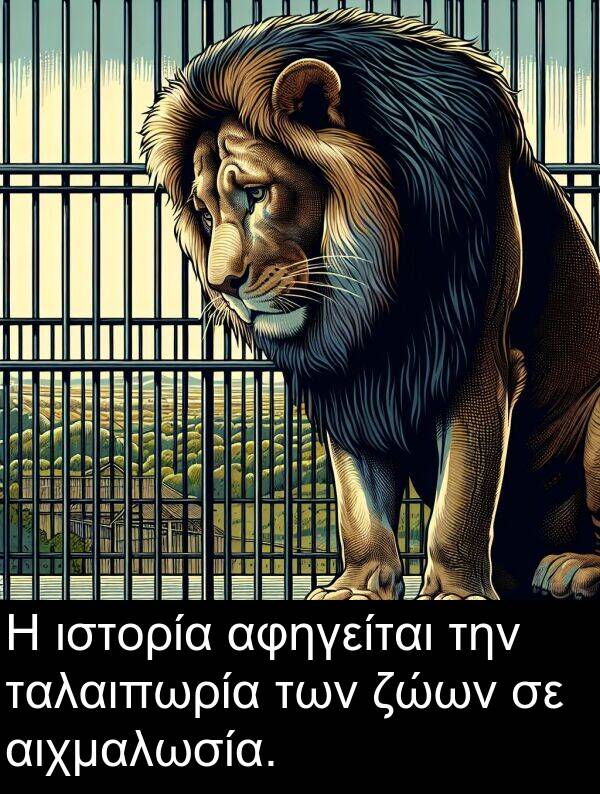 ζώων: Η ιστορία αφηγείται την ταλαιπωρία των ζώων σε αιχμαλωσία.