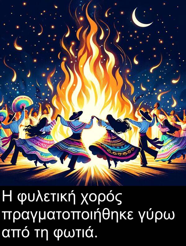 φυλετική: Η φυλετική χορός πραγματοποιήθηκε γύρω από τη φωτιά.