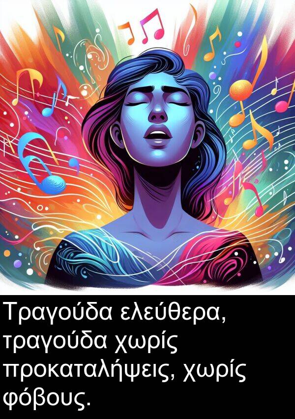 φόβους: Τραγούδα ελεύθερα, τραγούδα χωρίς προκαταλήψεις, χωρίς φόβους.