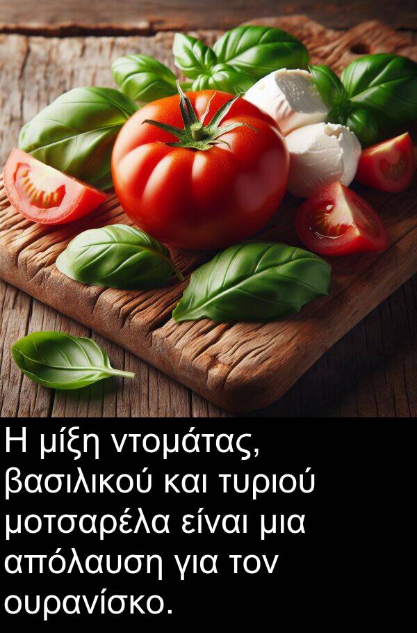 τυριού: Η μίξη ντομάτας, βασιλικού και τυριού μοτσαρέλα είναι μια απόλαυση για τον ουρανίσκο.