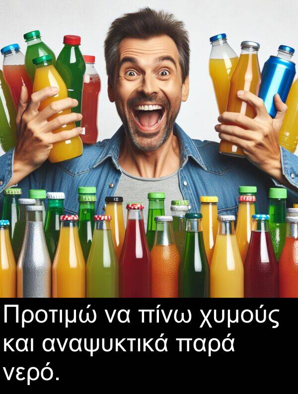 νερό: Προτιμώ να πίνω χυμούς και αναψυκτικά παρά νερό.