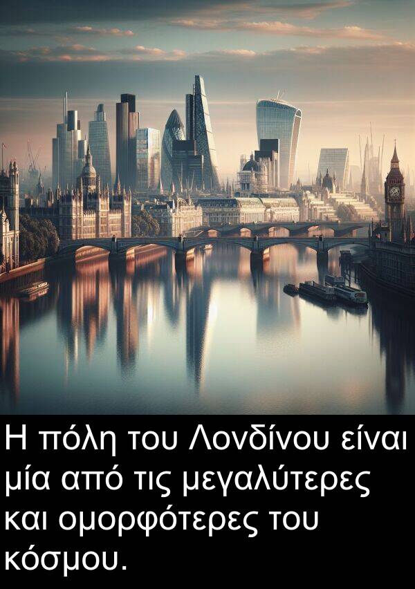 μεγαλύτερες: Η πόλη του Λονδίνου είναι μία από τις μεγαλύτερες και ομορφότερες του κόσμου.
