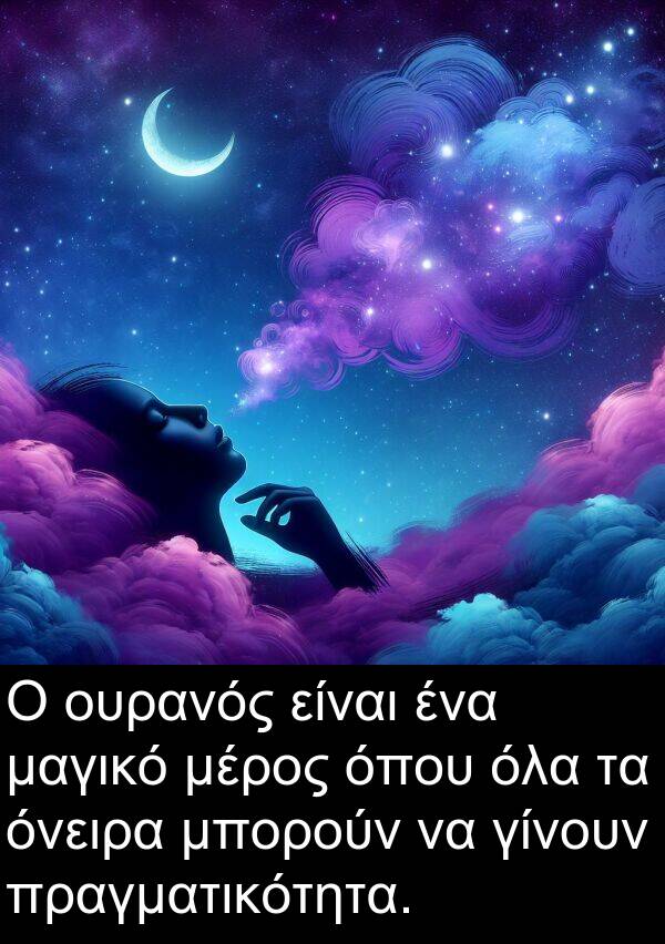 όλα: Ο ουρανός είναι ένα μαγικό μέρος όπου όλα τα όνειρα μπορούν να γίνουν πραγματικότητα.
