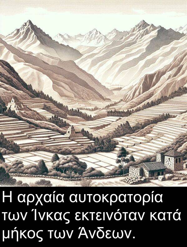 εκτεινόταν: Η αρχαία αυτοκρατορία των Ίνκας εκτεινόταν κατά μήκος των Άνδεων.