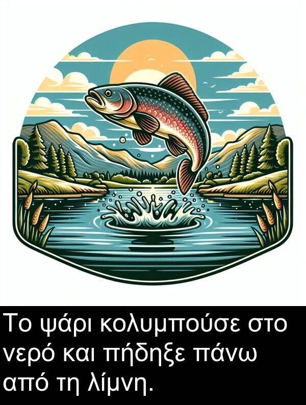 ψάρι: Το ψάρι κολυμπούσε στο νερό και πήδηξε πάνω από τη λίμνη.