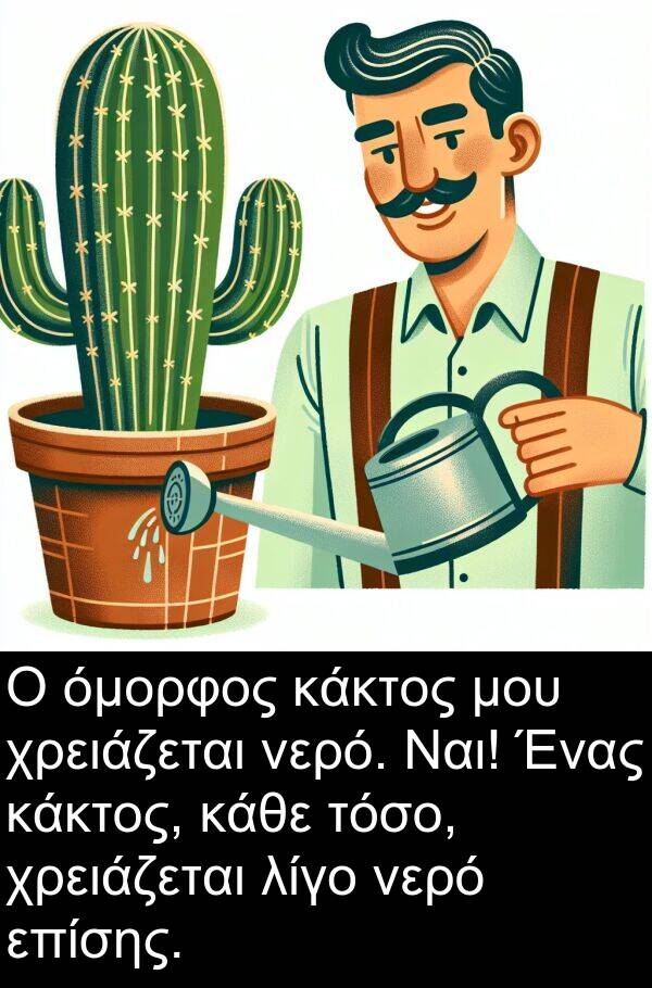 τόσο: Ο όμορφος κάκτος μου χρειάζεται νερό. Ναι! Ένας κάκτος, κάθε τόσο, χρειάζεται λίγο νερό επίσης.