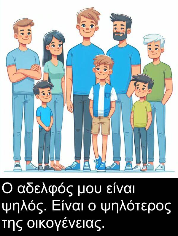 οικογένειας: Ο αδελφός μου είναι ψηλός. Είναι ο ψηλότερος της οικογένειας.