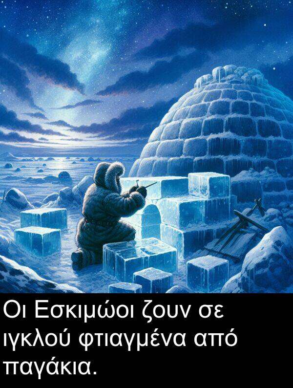 παγάκια: Οι Εσκιμώοι ζουν σε ιγκλού φτιαγμένα από παγάκια.