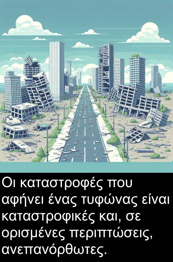 αφήνει: Οι καταστροφές που αφήνει ένας τυφώνας είναι καταστροφικές και, σε ορισμένες περιπτώσεις, ανεπανόρθωτες.