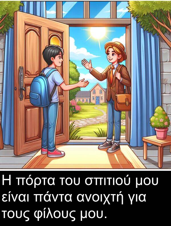 φίλους: Η πόρτα του σπιτιού μου είναι πάντα ανοιχτή για τους φίλους μου.