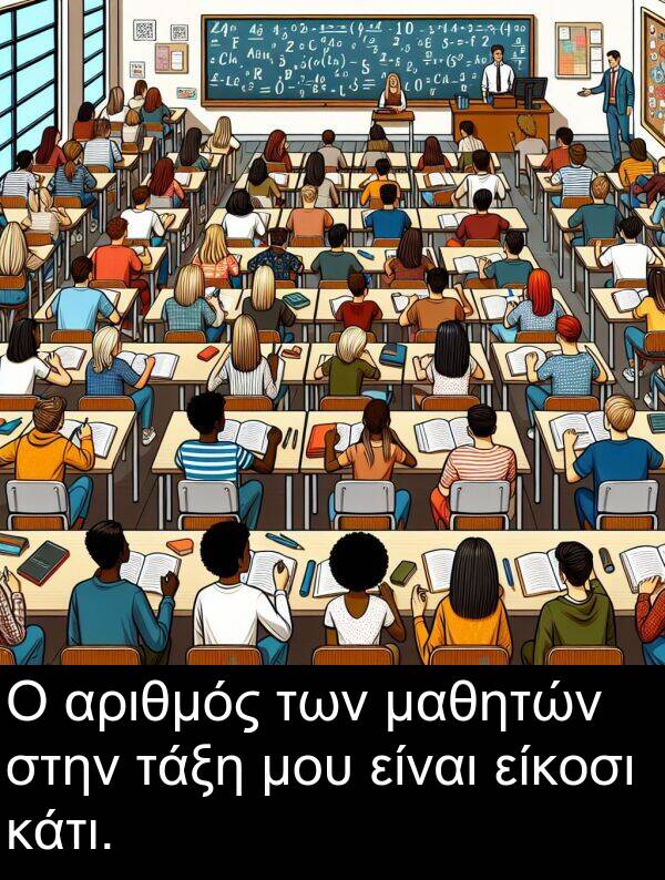 τάξη: Ο αριθμός των μαθητών στην τάξη μου είναι είκοσι κάτι.