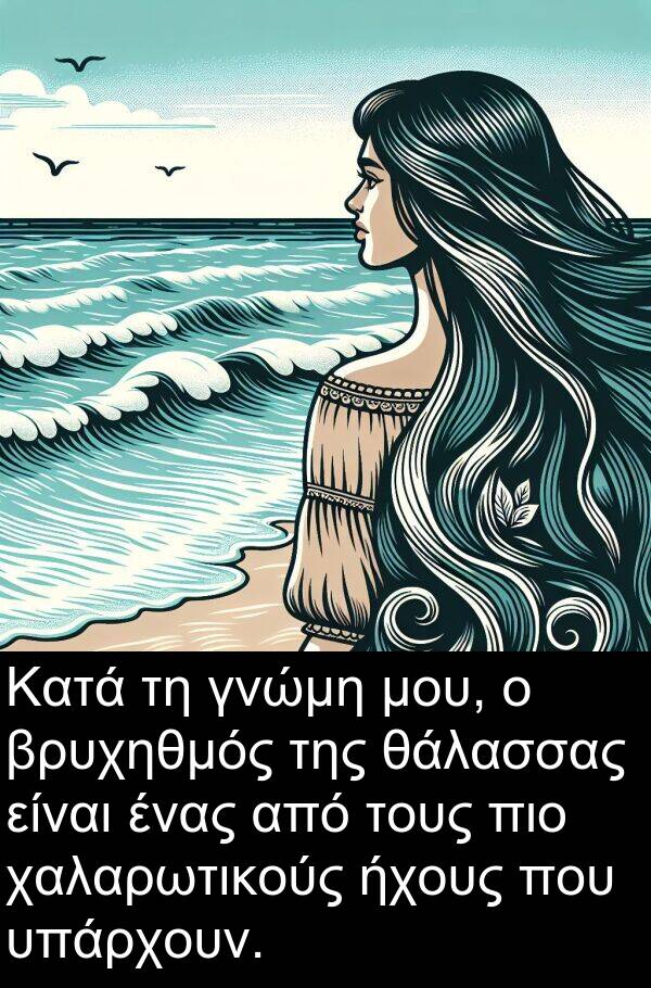 θάλασσας: Κατά τη γνώμη μου, ο βρυχηθμός της θάλασσας είναι ένας από τους πιο χαλαρωτικούς ήχους που υπάρχουν.