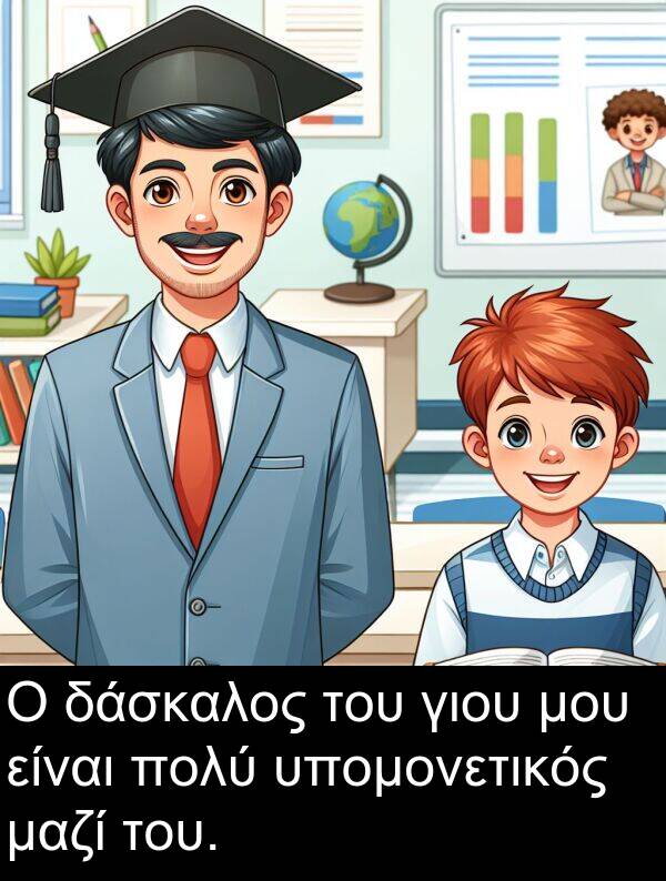 δάσκαλος: Ο δάσκαλος του γιου μου είναι πολύ υπομονετικός μαζί του.