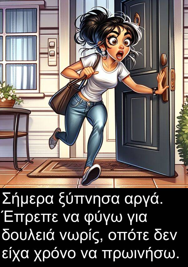 είχα: Σήμερα ξύπνησα αργά. Έπρεπε να φύγω για δουλειά νωρίς, οπότε δεν είχα χρόνο να πρωινήσω.