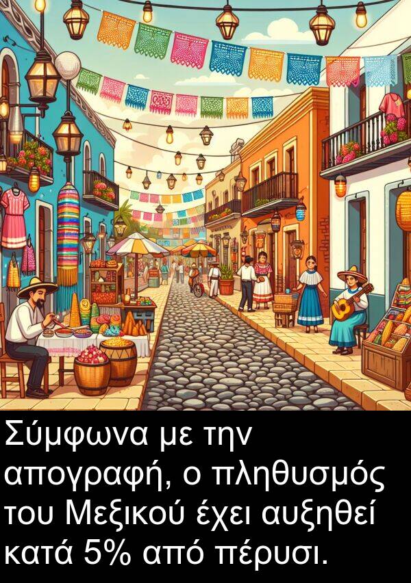 αυξηθεί: Σύμφωνα με την απογραφή, ο πληθυσμός του Μεξικού έχει αυξηθεί κατά 5% από πέρυσι.